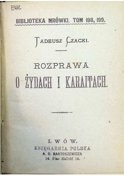 Rozprawa o Żydach i Karaitach ok 1885 r.