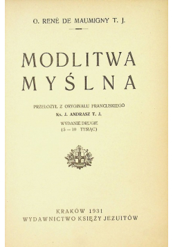 Modlitwa myślna 1931 r.