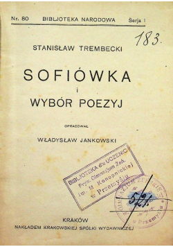 Sofiówka i wybór poezji  1925r.