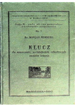 Klucz Do Oznaczania Szkodliwych Owadów 1935 r.