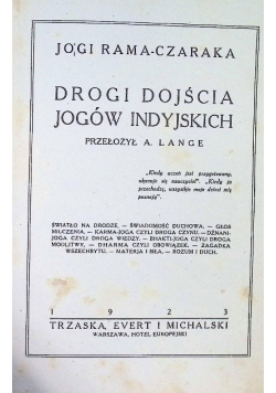 Drogi dojścia jogów indyjskich 1923 r.