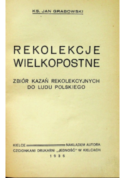 Rekolekcje wielkopostne 1936 r.