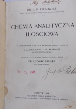 Chemia analityczna ilościowa, 1908 r.