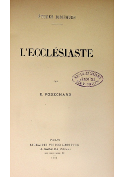 L Ecclesiaste 1912 r.