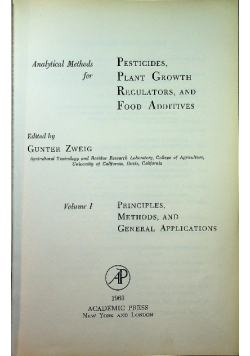 Analytical methods for pesticides plant growth regulator and food additives