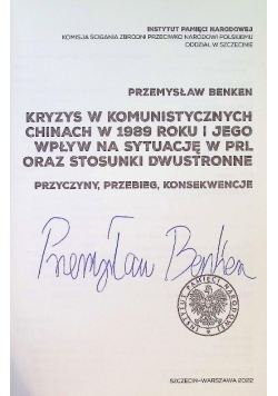Kryzys w komunistycznych Chinach w 1989 roku i jego wpływ na sytuację w PRL oraz stosunki dwustronne