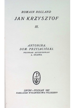 Jan Krzysztof, Tom III 1927 r.