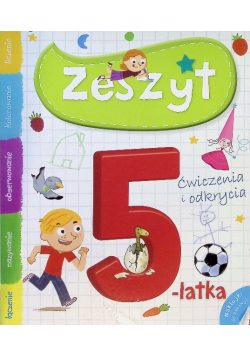 Zeszyt 5-latka łączenie, nazywanie, obserwowanie, kolorowanie, liczenie, naklejki do zabawy