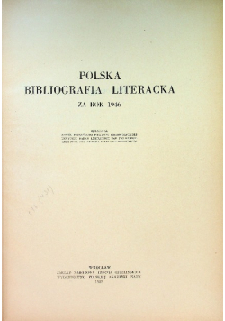 Polska Bibliografia Literacka za rok 1946