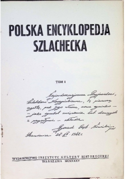 Polska Encyklopedja Szlachecka, Tom I, 1935r.