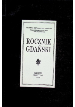 Rocznik gdański Tom LXIII  Zeszyt 1 - 2