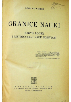 Granice nauki Zarys logiki i metodologii nauk ścisłych, 1935 r.