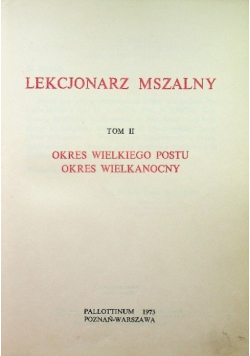Lekcjonarz mszalny Tom 2