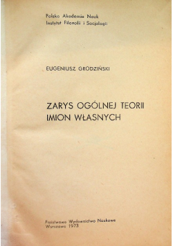 Zarys ogólnej teorii imion własnych
