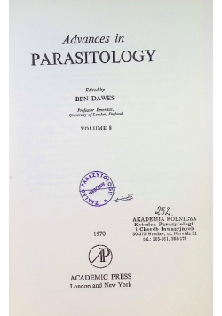 Advances in Parasitology Volume 8