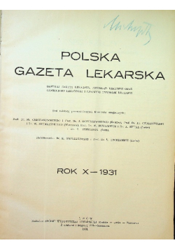 Polska gazeta lekarska rok X Nr 1 do 52 1931 r.
