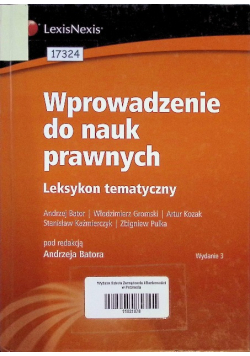 Wprowadzenie do nauk prawnych leksykon tematyczny