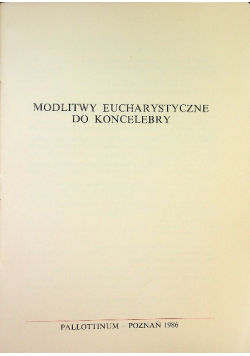Modlitwy Eucharystyczne do Koncelebry