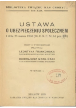 Ustawa o ubezpieczeniu społecznym r. 1933