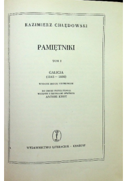 Pamiętniki Galicja 1843 do 1880 Tom I