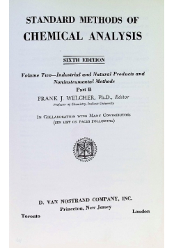 Standard methods of chemical analysis Volume II B