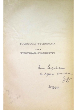 Socjologia Wychowania Tom 1 1928 r.