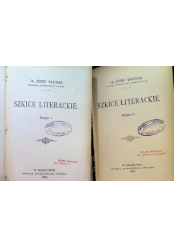 Szkice literackie Tom 1 i 2 1896 r.