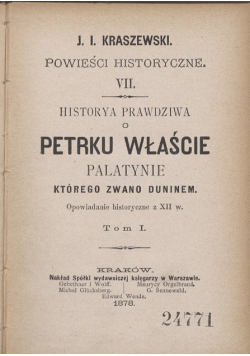 Historia Prawdziwa O Petrku Właście Tom 1 r. 1878