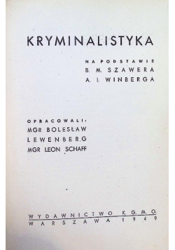 Kryminalistyka 1949 r.