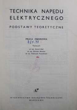 Technika napędu elektrycznego Podstawy teoretyczne