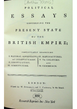 Political Essays Concerning the Present State of the British Empire