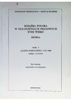 Książka Polska w ogłoszeniach prasowych XVIII wieku Tom 3
