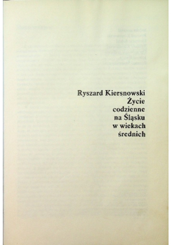 Życie codzienne  na Śląsku w wiekach średnich