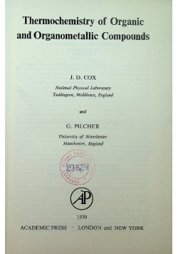 Thermochemistry of organic and organometallic compounds