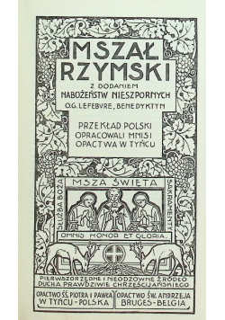 Mszał Rzymski z dodaniem nabożeństw nieszpornych