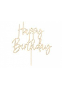 Topper drewniany Happy Birthday 16,5cm