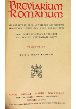 Breviarium Romanum  Tomus Prior