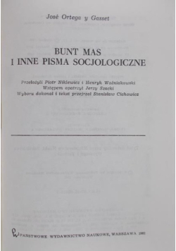 Bunt mas i inne pisma socjologiczne