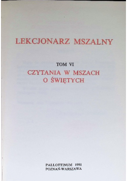 Lekcjonarz Mszalny Tom 6