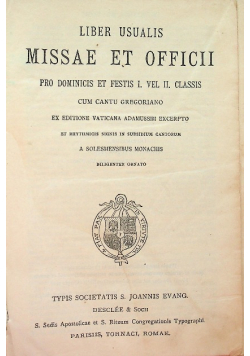 Liber Usualis Missae et Officii pro Dominicis et Festis ok 1937 r.