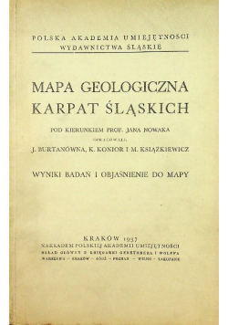 Mapa geologiczna Karpat Śląskich 1937 r.