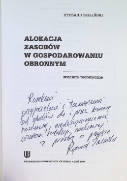 Alokacja zasobów w gospodarowaniu obronnym