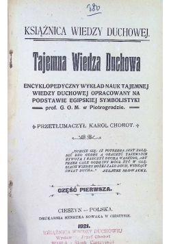 Książnica wiedzy duchowej Tajemna Wiedza Duchowa Część 1 1921 r.