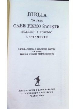 Biblia Święta to jest całe Pismo Święte starego i nowego testamentu