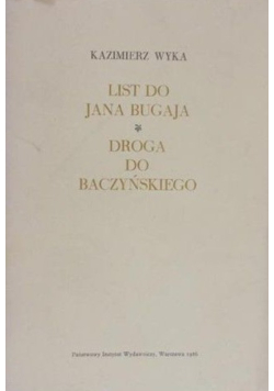 List do Jana Bugaja. Droga do Baczyńskiego