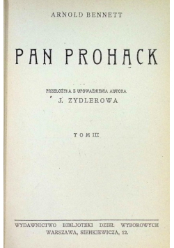Pan Prohack Tom III 1926 r.