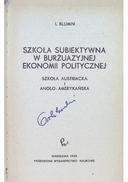 Szkoła subiektywna w burżuazyjnej ekonomii politycznej