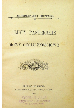 Listy pasterskie i mowy okolicznościowe 1908 r