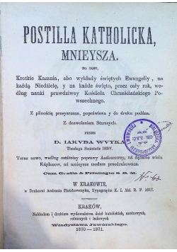 Postilla katholicka mnieysza ok 1870 r.