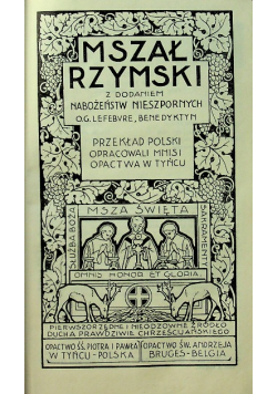 Mszał Rzymski z dodaniem nabożeństw nieszpornych